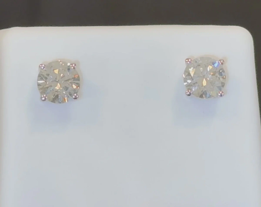 14K WHITE GOLD 1.53 CARAT 7 MM CERTIFIED LAB GROWN DIAMONDS STUDS EARRINGS