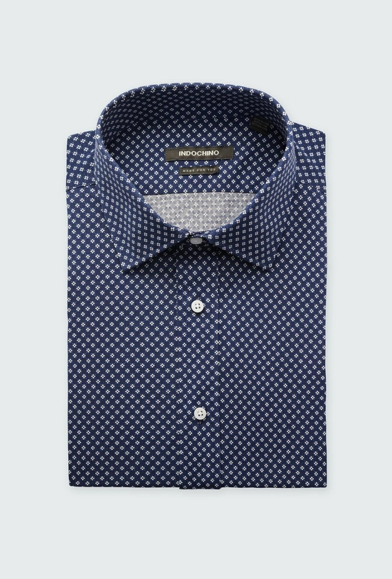 Men's Custom Shirts - Jacob Micro Floral Navy Shirt | INDOCHINO