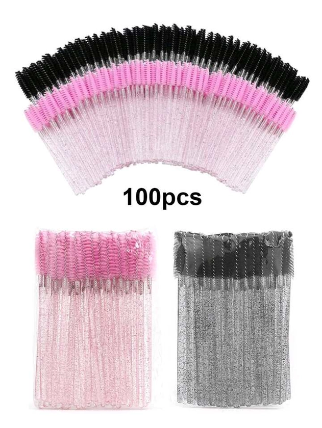 100Pcs 2 Colors Disposable Eyelash Brushes Mascara Wands Lash Eyebrow Spoolies Mini Makeup Applicators Black Friday | SHEIN USA