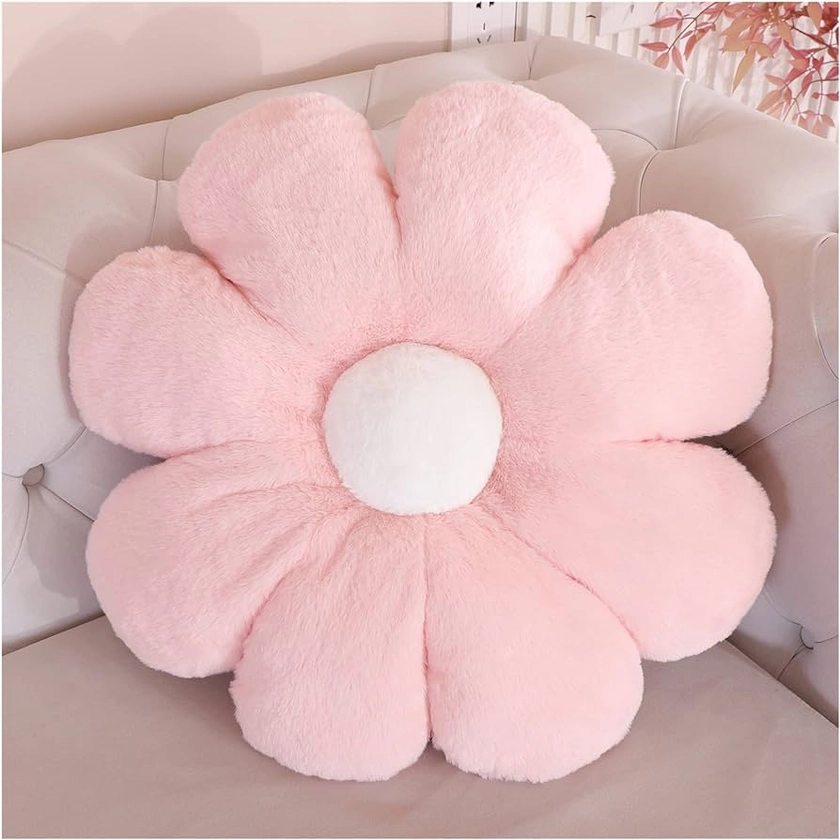Flower Pillow Cushion Decorative Throw Pillow Chair Flower Pillow Plush Floor Pillow (15.7 in, Pink White)