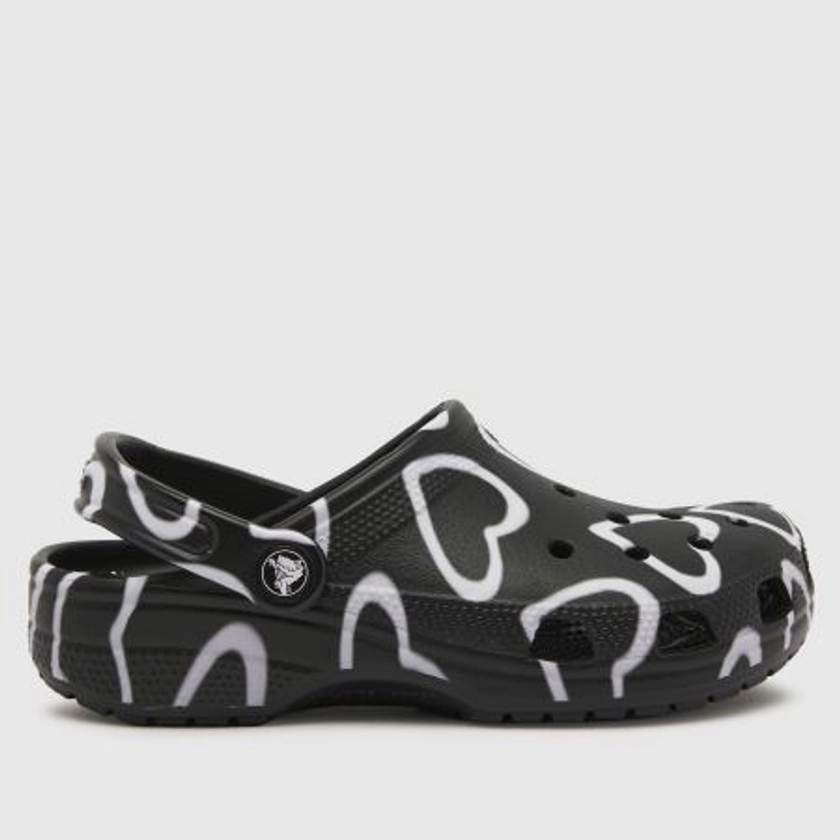 Womens Black Multi Crocs Classic Hearts Clog Sandals | schuh