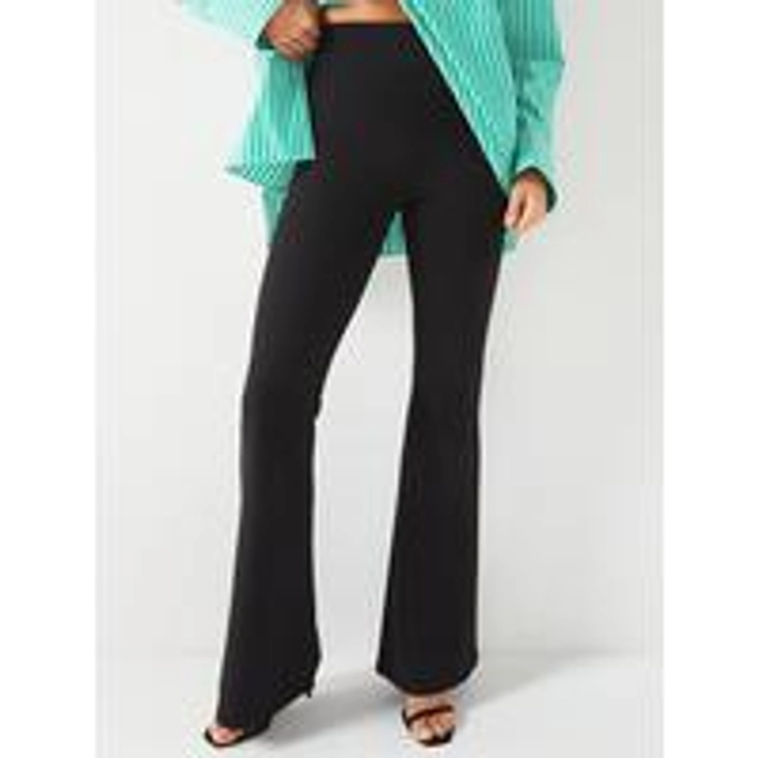 Flare High Waisted Trousers - Black