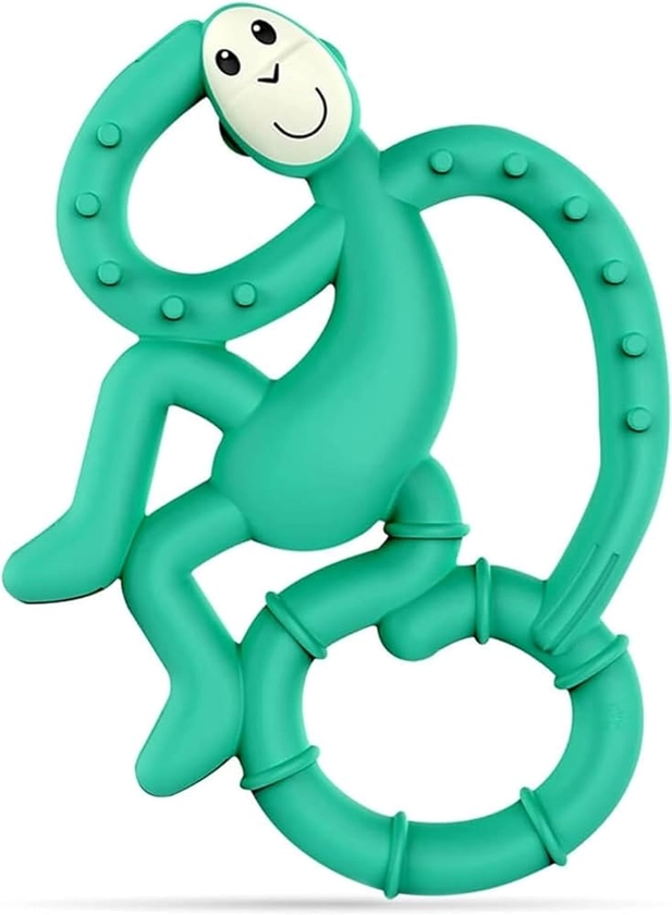 Matchstick Monkey, Antimicrobial Silicone Teether, Easy To Grip, BPA Free, 3 Months Old+, 10 cm, Green Mini Monkey