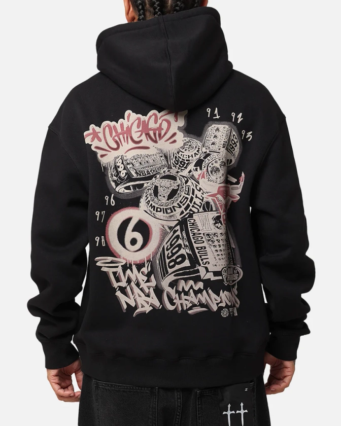 Mitchell & Ness Chicago Bulls Champs Graffiti Hoodie Faded Black