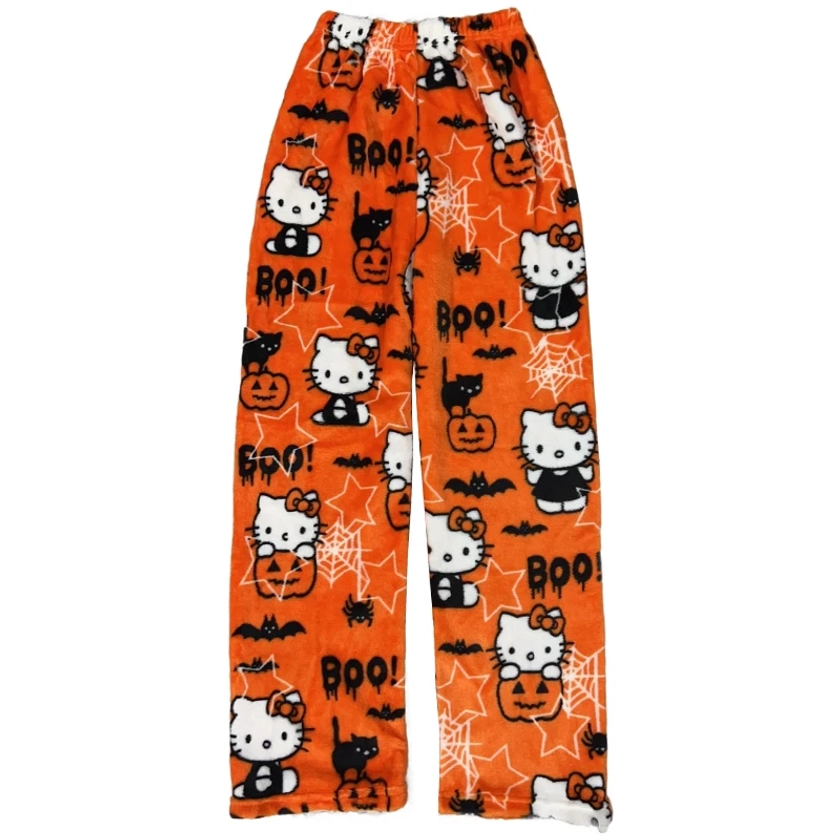 Halloween Hello Kitty Sanrio Flannel Sleeping Pants Kawaii Cartoon Anime Leisure Home Flannel Pants Home Sleeping Pants Toys - AliExpress 26