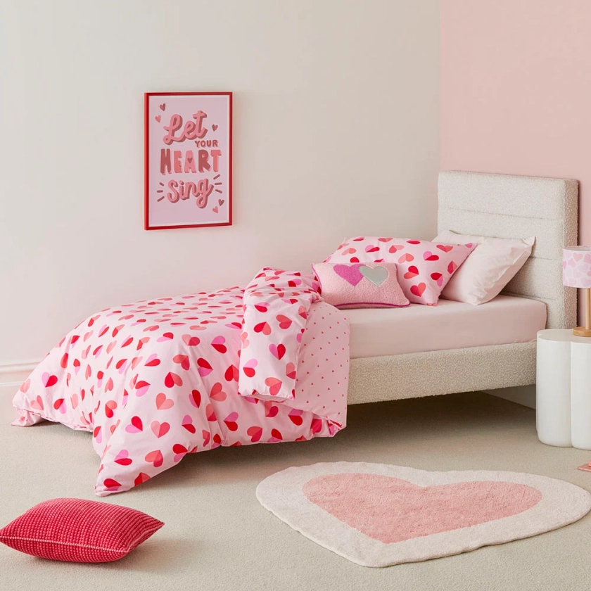 Adairs Kids - Sweet Heart Pink Stonewashed Quilt Cover Set | Adairs