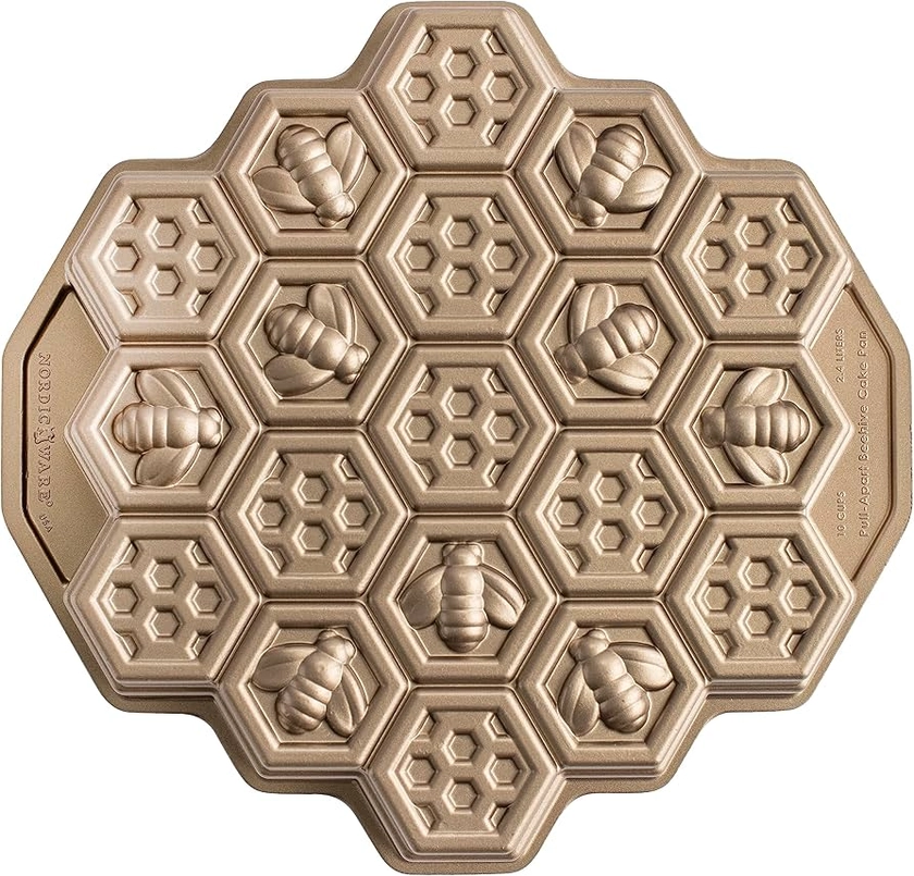 Nordic Ware Honeycomb Pull-Apart Dessert Bundt Cake Pan, Original Cast Aluminium Tin, Geometric Pattern, Cake Mould Made in the USA, Colour: Gold, 10 Cup Capacity : Amazon.co.uk: Home & Kitchen