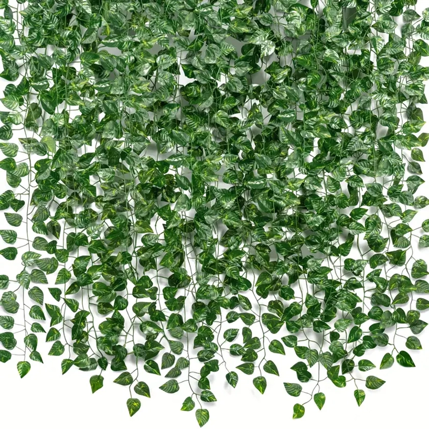 24 Pack 165.4ft Artificial Ivy Greenery Garland, * Vines Hanging Plants Backdrop For Room Bedroom Wall Decor, Green Leaves For Jungle Theme Party W