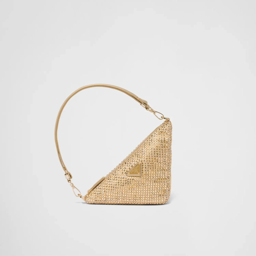 Prada Triangle satin mini-bag with crystals