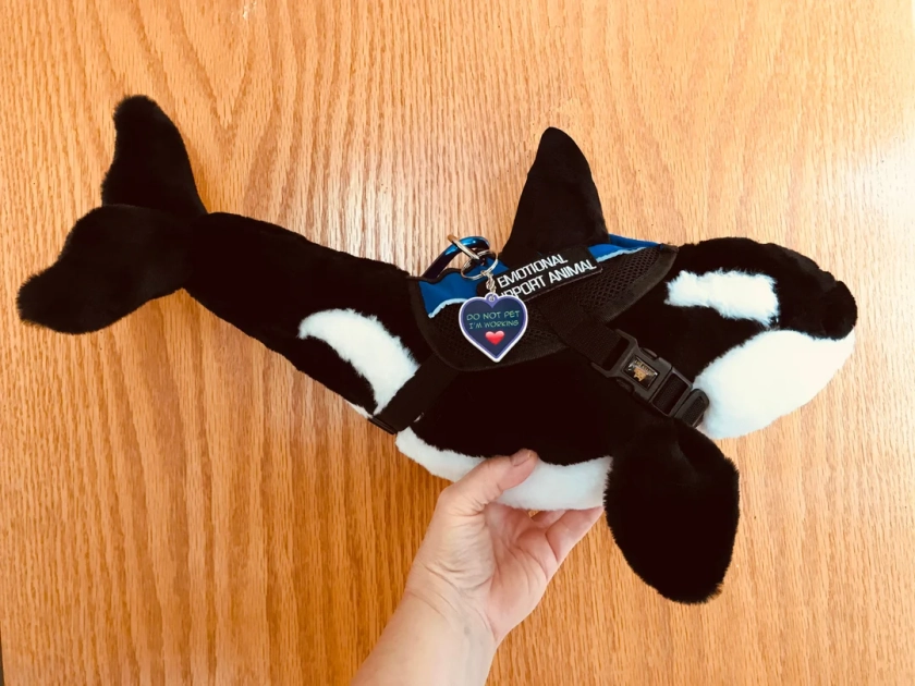 Emotional Support Orca Killer Whale Plush Stuffed Animal Personalized Gift Toy