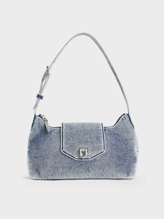 Arwen Denim Belted Shoulder Bag    
         - Denim Blue