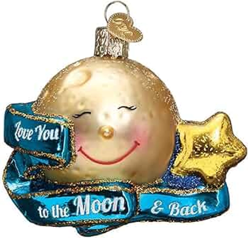 Old World Christmas Ornaments Love You to The Moon & Back Glass Blown Ornaments for Christmas Tree