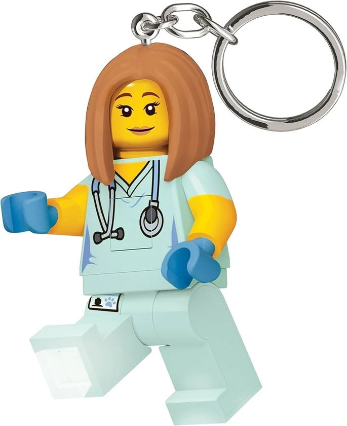 Porte-clés iconique lumineux LEGO - Nurse Infirmière - Figurine de 76 mm de hauteur (KE156H) - 2 piles CR2025 incluses