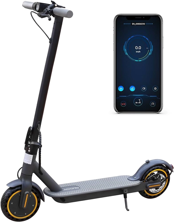 AOVOPRO Electric Scooter Adult, 350W Motor, 30km Long Range, Max Speed 25 km/h, 3 Speed Settings, App Control