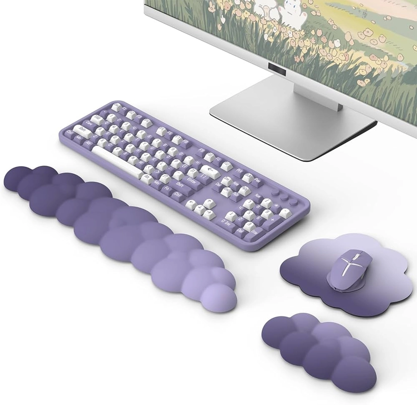 MoKo Cloud Wrist Rest, Ergonomic Cloud Keyboard Wrist Rest with Mouse Rest Wrist Pad, Durable Polyester Cloud Arm Rest Wrist Pad for Keyboard and Mouse for Office, Gaming, Computer, Laptop, Purple : Amazon.co.uk: Stationery & Office Supplies