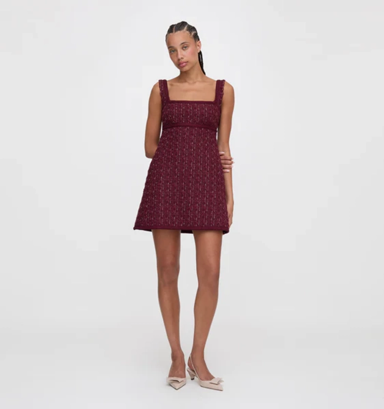 The Bennett Dress - Burgundy Tweed