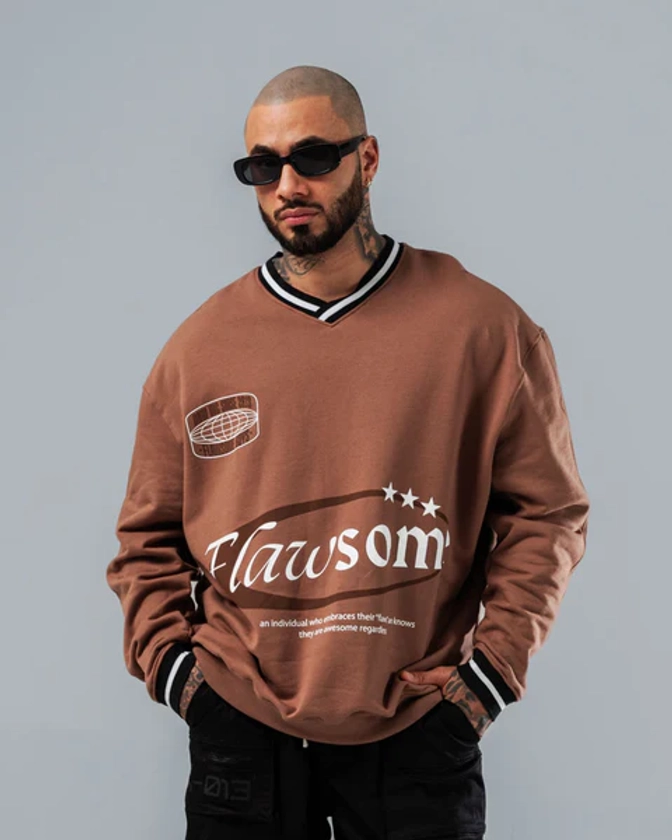 Buzo Oversize Para Hombre Café Flawsome