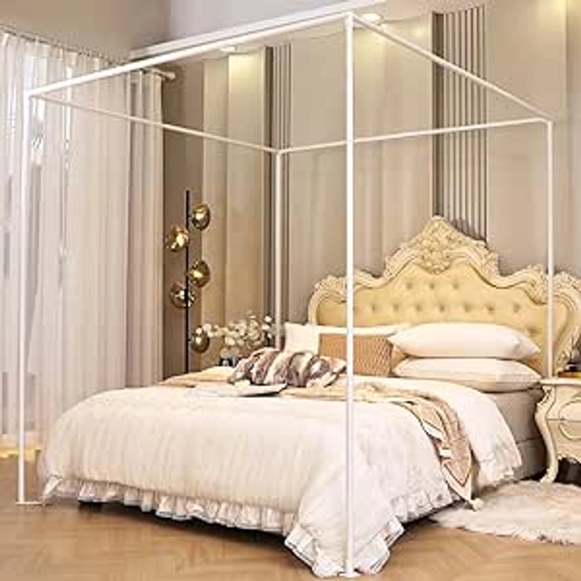 Amazon.com: AIKASY Outer Bed Support Canopy Bed Frame Post Full Size，Thickened Metal Canopy Frame Poles，Four Corner Bed Bracket Fit for Metal Bed Wood Bed Bedroom Decor（White, Full） : Home & Kitchen