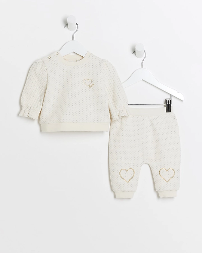 Baby girls cream sweatshirt and joggers set | River Island