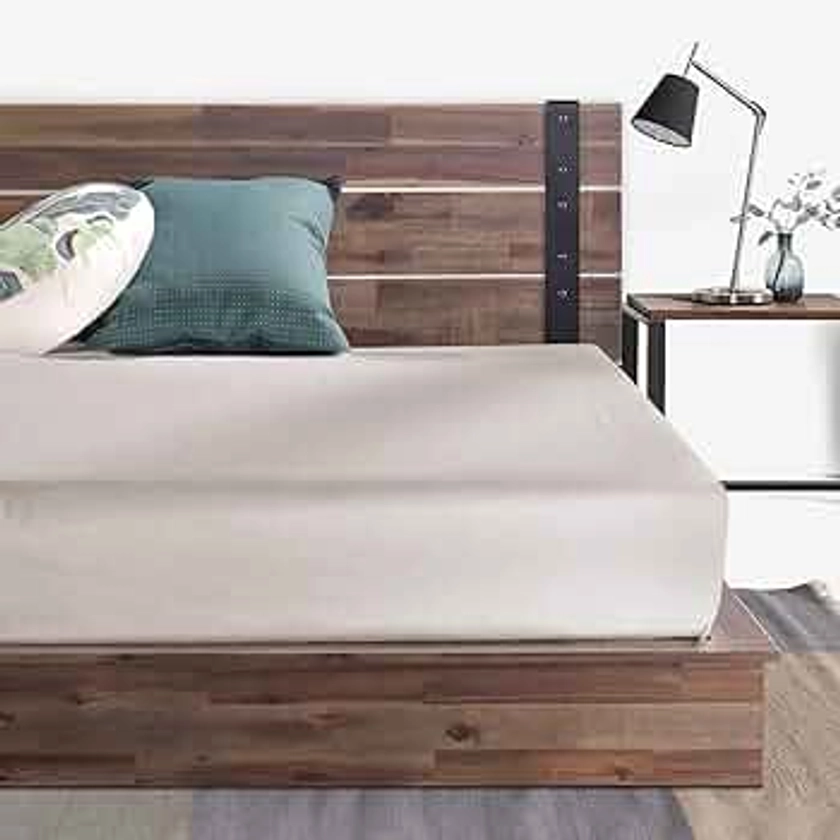 ZINUS Brock Metal and Wood Platform Bed Frame / Solid Acacia Wood Mattress Foundation / No Box Spring Needed / Easy Assembly, Full