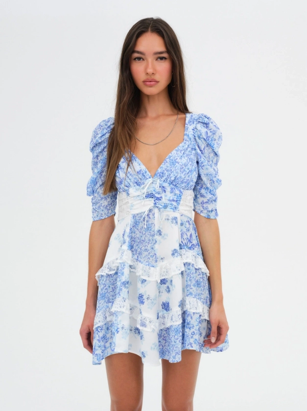 Rosalyn Mini Dress — Blue