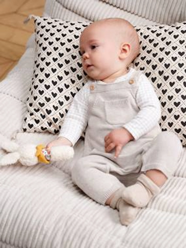 Salopette en tricot bébé - beige chiné