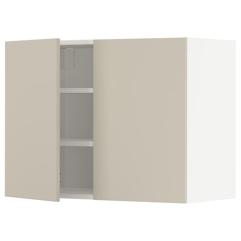 METOD élément mural tablettes/2portes, blanc/Havstorp beige, 80x60 cm - IKEA