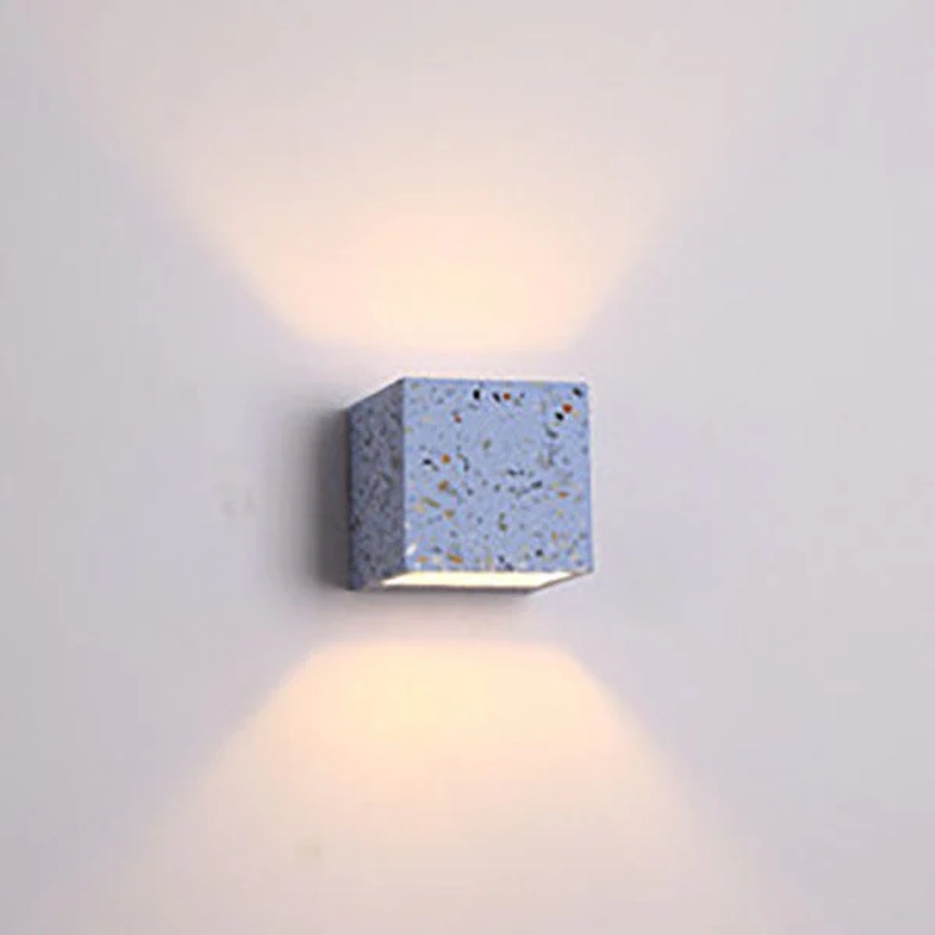 Contemporary Scandinavian Square Terrazzo 1-Light Wall Sconce Lamp For Bedroom
