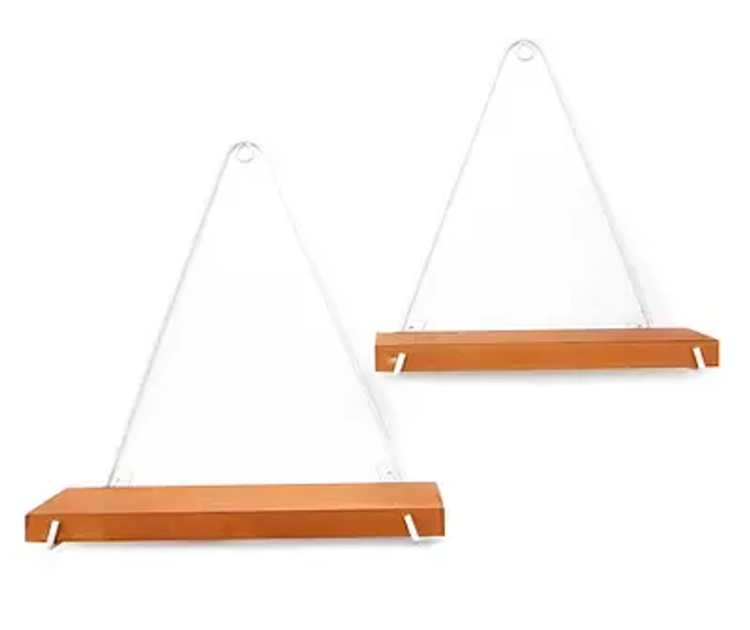 Brown & White Triangle Hanging Shelf, 2-Pack - Big Lots
