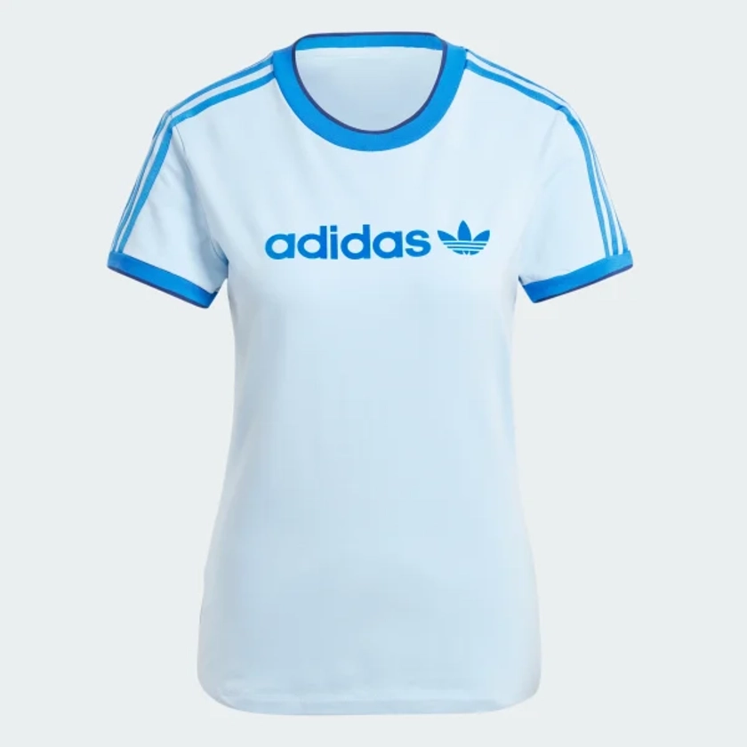 adidas Graphic Badge Slim 3-Stripes Tee - Blue | Free Shipping with adiClub | adidas Canada