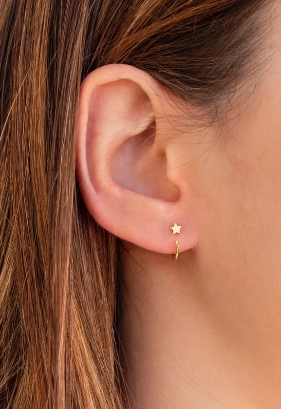 Tiny Star Open Huggie Hoop Earrings - Ear hugger