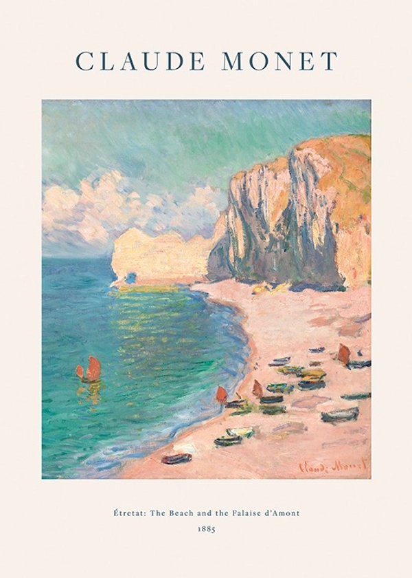Monet - Étretat- The Beach and the Falaise d'Amont Affiche