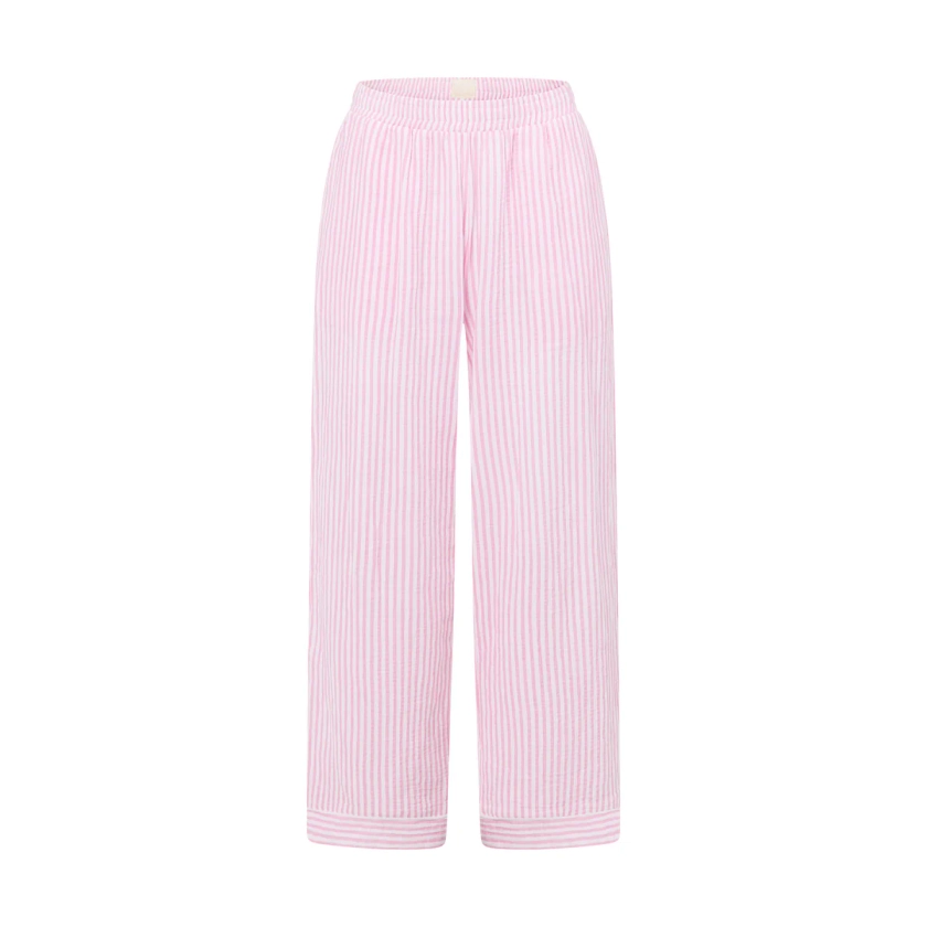 Cotton Gauze Classic Pant - Pink Stripe