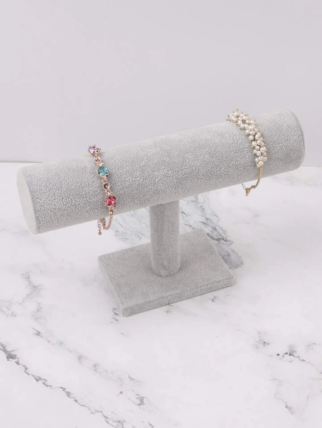 1pc Flocking Jewelry Storage Rack, Minimalist Grey Bracelet Holder For Home, Gift For Valentine's Day