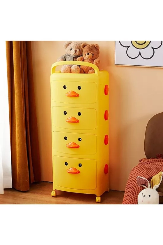 Storage | 4-Tier Cute Yellow Duck Storage Cart with Wheels | Living and Home