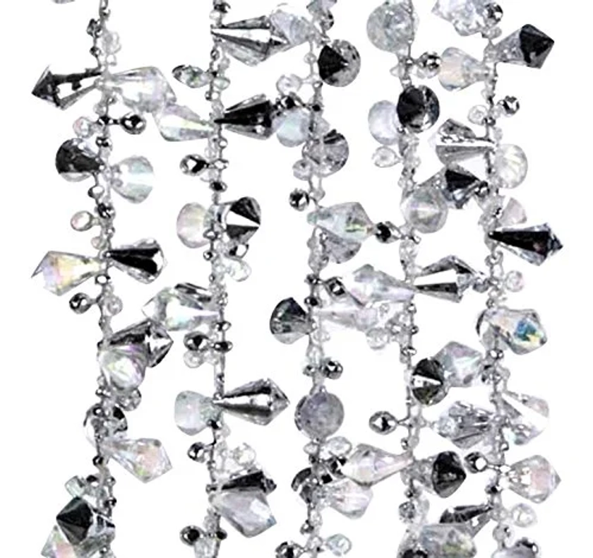 Kurt Adler Iridescent Silver Large Twinkle Ice Double Twist Bead Garland - Walmart.com