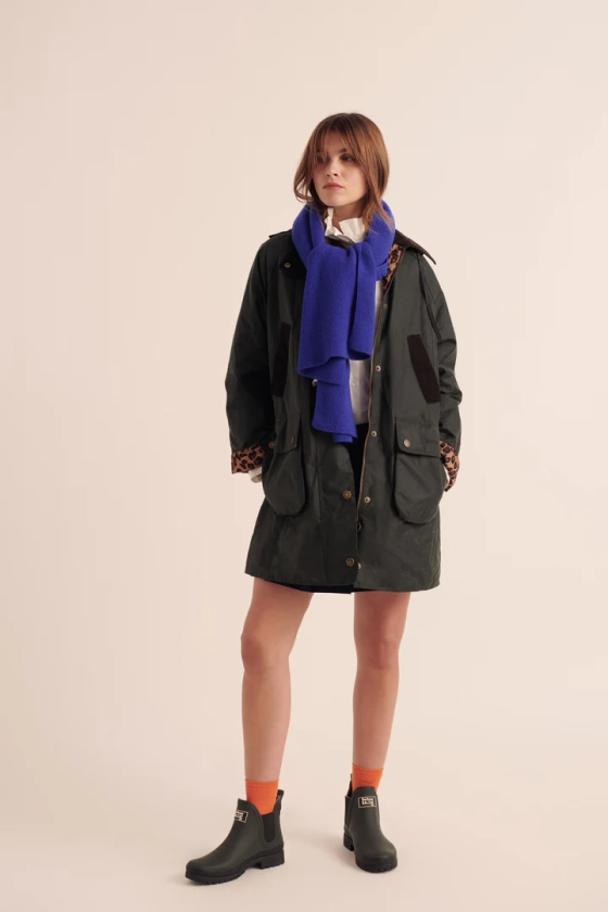 Manteau Colette kaki et léopard Barbour x BP