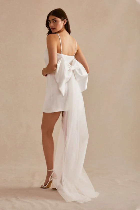 Ada Bow Mini Convertible Dress - White