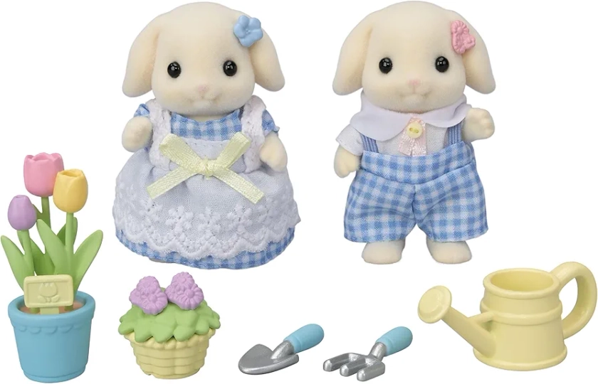 Calico Critters Blossom Gardening Set - Features Flora Rabbit Sister & Brother - Plant, Water, & Bloom with Your Adorable Critters!