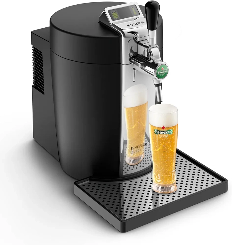 KRUPS BEERTENDER Machine à bière pression, Compatible avec les fûts de 5 L, Tireuse à bière, Pompe à bière, Indicateur température, Indicateur volume restant VB700800