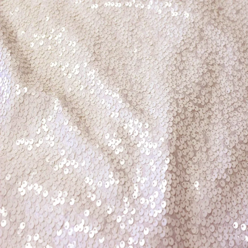 AK TRADING CO. 54" Wide 100% Polyester Sequins Taffeta Fabric - by The Yard - Perfect for Decor, Home, Event Decor, DIY Arts & Crafts and More. - Cream, 1 Yard