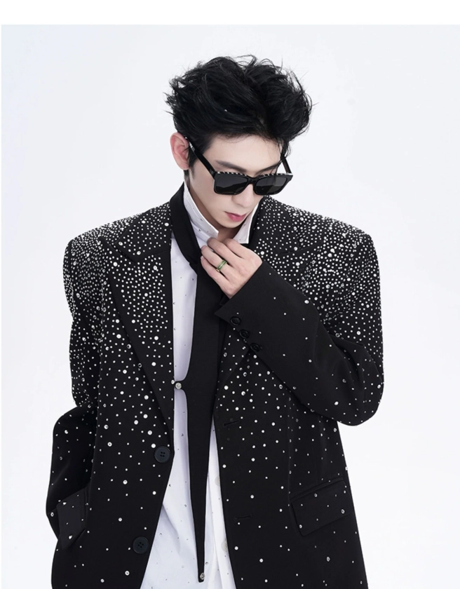 Elevate Your Style with Our Rhinestone Design Suit Jacket | artskoreanman