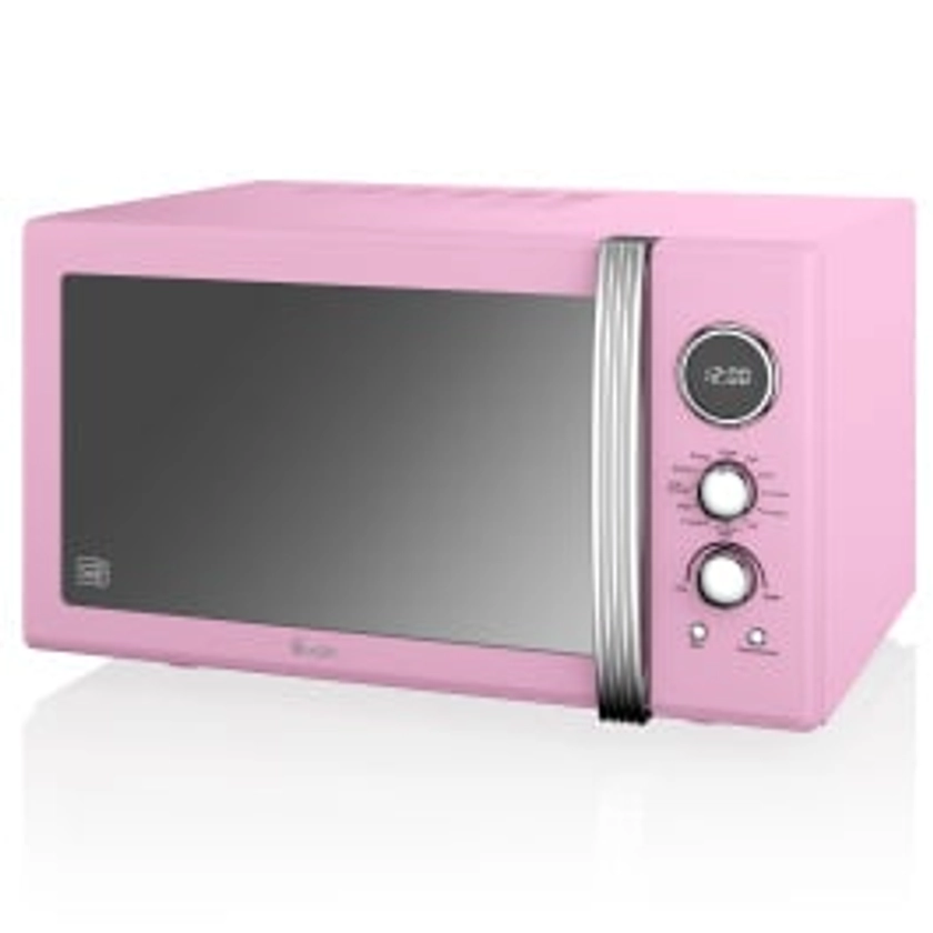 Swan Retro Pink 900W Digital Combi Microwave with Grill