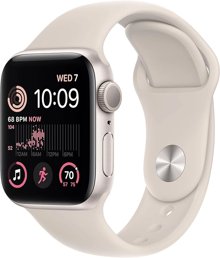 Amazon.com: Apple Watch SE (2nd Gen) (GPS, 40mm) - Starlight Aluminum Case with Starlight Sport Band, S/M (Renewed) : Electronics