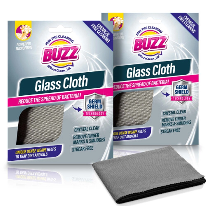 2pk Buzz Glass Cloth with Germ Shield Streak-Free Glass Cleaning Cloth on OnBuy