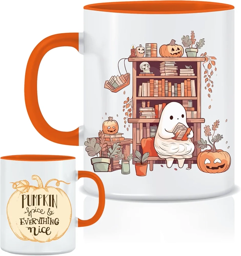 Tasse pour Café Citrouille Spice Tasse Halloween Citrouille Tasse à Café Automne Tasse à Thé Idées de Cadeaux Intéressantes pour Hommes et Femmes Cadeau d'Anniversaire - Orange