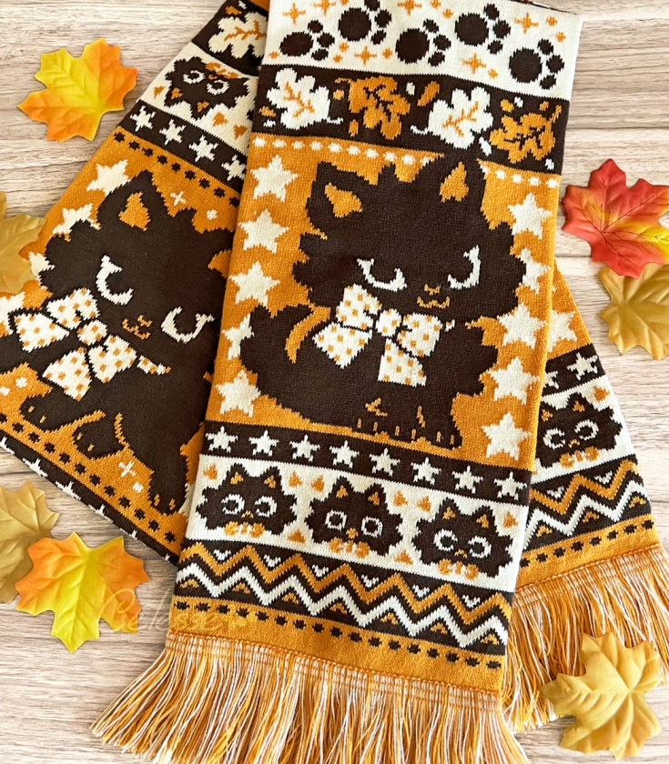 Whiskers & Wonders Cat Knit Scarf (PREORDER)