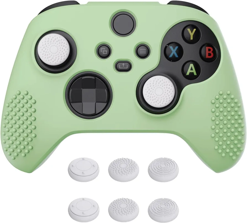 eXtremeRate PlayVital Matcha Green 3D Studded Edition Anti-Slip Silicone Cover Skin for Xbox Series X/S Controller, Soft Rubber Case Protector for Xbox Core Wireless Controller with Thumb Grip Caps