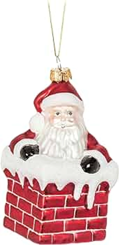 Abbott Collection Santa in Chimney Ornament, Glass (4" H)