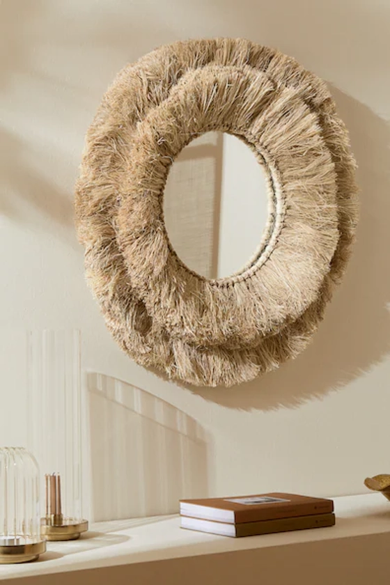 Large Mirror with a Straw Frame